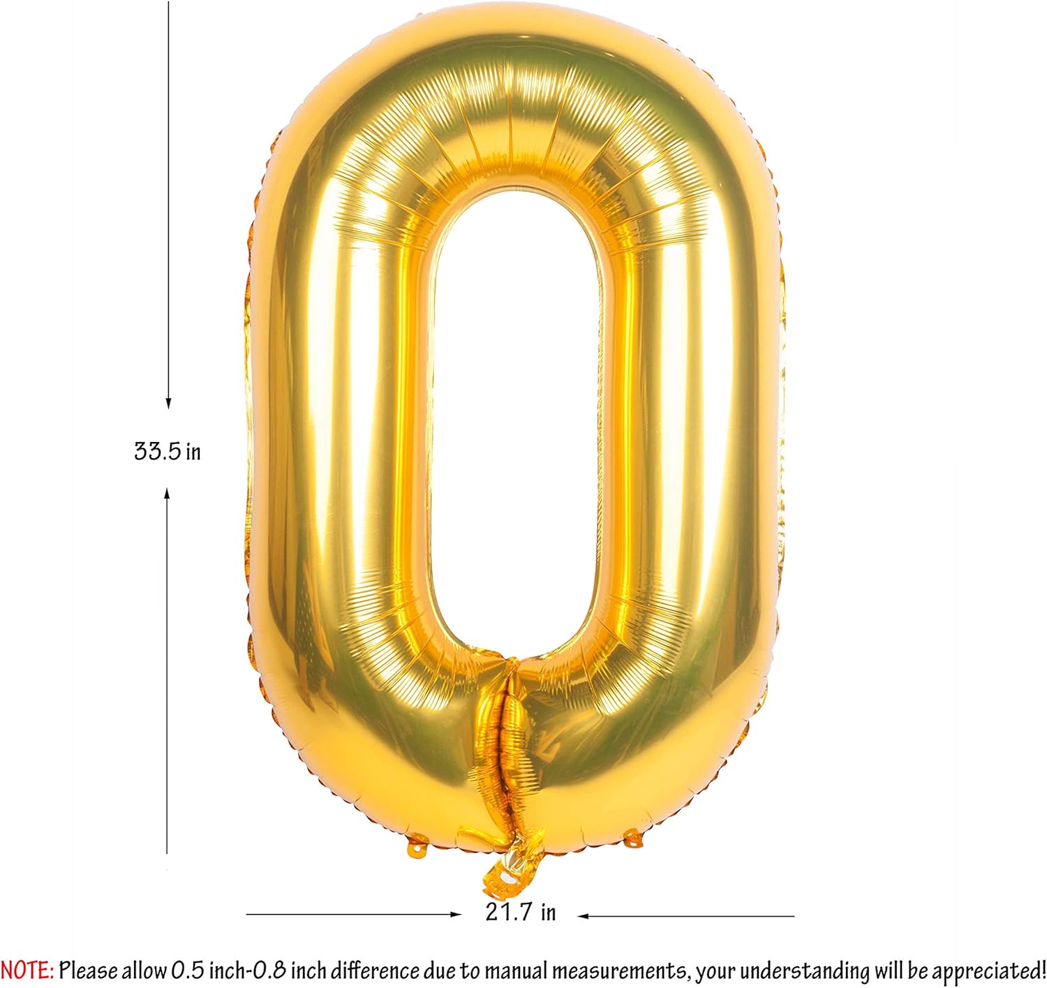 Gold Number Balloons in Helium Foil Mylar No. 0