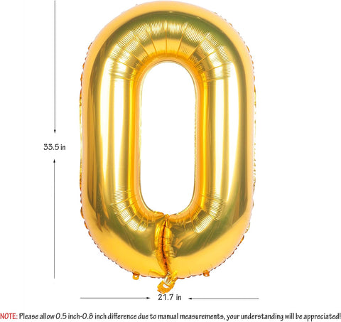 Gold Number Balloons in Helium Foil Mylar No. 0