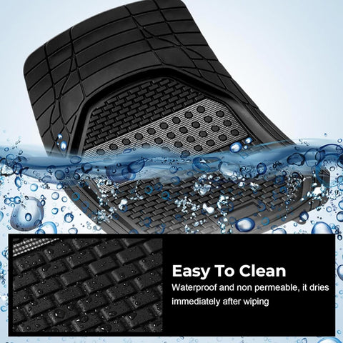Premium Rubber Car Foot Mats, 71x50.5cm 3 Pcs Set, Anti-Slip Waterproof with Cargo Liner