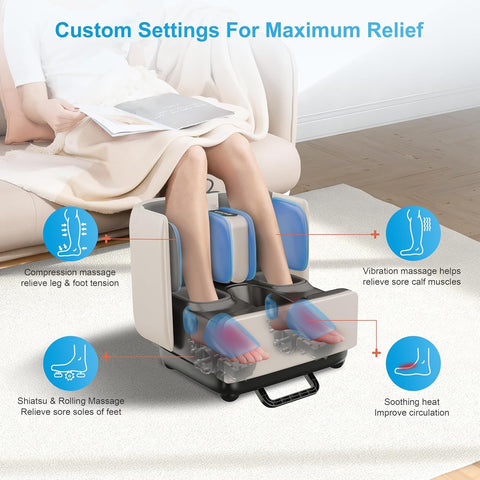 COMFIER 2-in-1 shiatsu Foot Massager Machine & Foot Rest, Foot and Calf with APP Control
