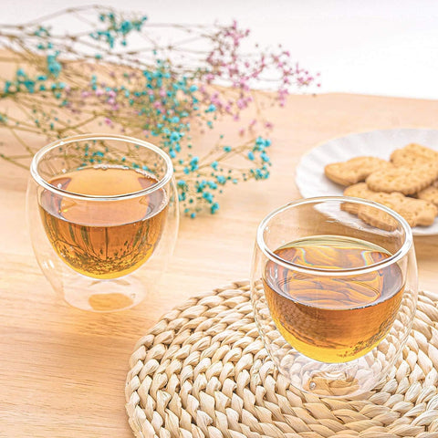 Olmecs 6 Pieces Double Wall Glasses Coffee Cup, Medium 250Ml