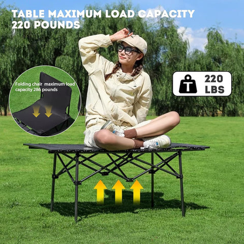 Collapsible Picnic Side Table with 4 Chairs and Carrying Bag - Perfect for Outdoor