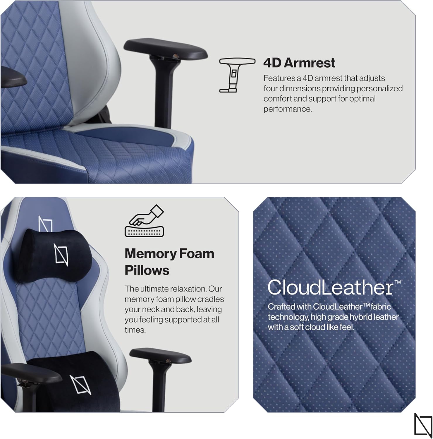 Navodesk APEX AIR, Ergonomic Gaming Chair (CLOUD LEATHER - M, DEEP BLUE)