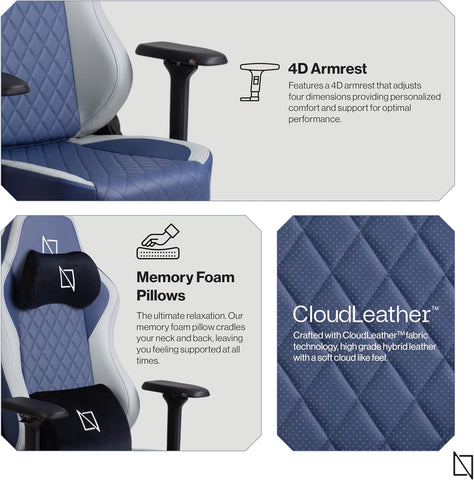 Navodesk APEX AIR, Ergonomic Gaming Chair (CLOUD LEATHER - M, DEEP BLUE)