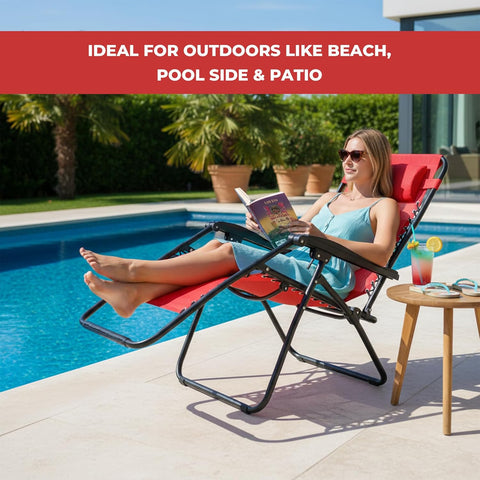 Procamp Zero Gravity Racing Red Camping Chair | Folding Outdoor Recliner | Zero Gravity Lounger