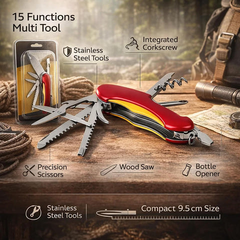 Stainless Steel Multi Tool Pliers – Heavy Duty Multitool with Knife, Saw, Screwdrivers & Wire Cutter - Survival Tool for Camping Tool-12