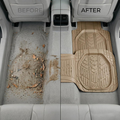 Premium Rubber Car Floor Mats, 78x54cm 5 Pcs Set, Anti-Slip Waterproof with Cargo Liner