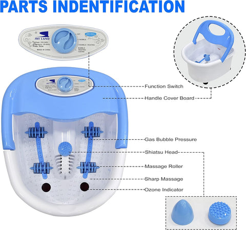 Foot Spa & Massager, Electric Heated Foot Bath with Bubbles, Shiatsu Massage Rollers, Ozone & Infrared Therapy, Relaxation & Pain Relief for Tired Feet at Home