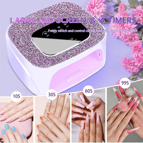 Cordless Nail Lamp 168W Rechargeable UV Light for Gel Nails LED Nail Dryer with 4 Timer