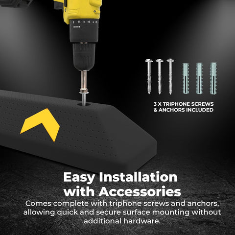Olmecs  Parking Wheel Stop 90 CM Black | PVC Heavy Duty Parking Curbs with Yellow Reflector
