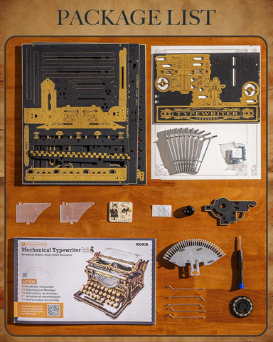 ROKR Classic Mechanical Writing Machine Model 3D Wooden Puzzle