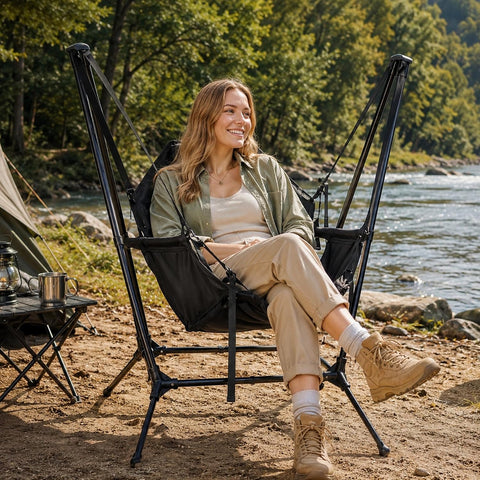 Folding Hammock Camping Swing Chair with Stand – Portable Hanging Swing Chair for Adults