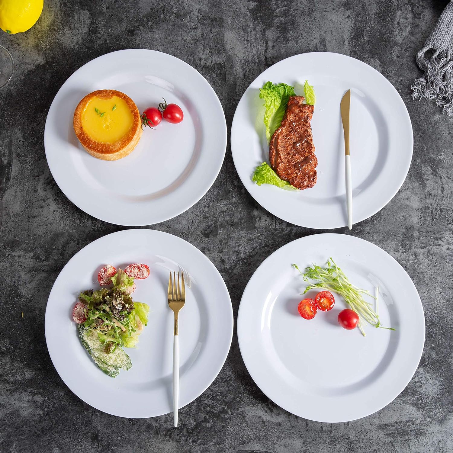 Olmecs Melamine Premium Dinner Plates Set - 29Cms White 12Pc / Pack