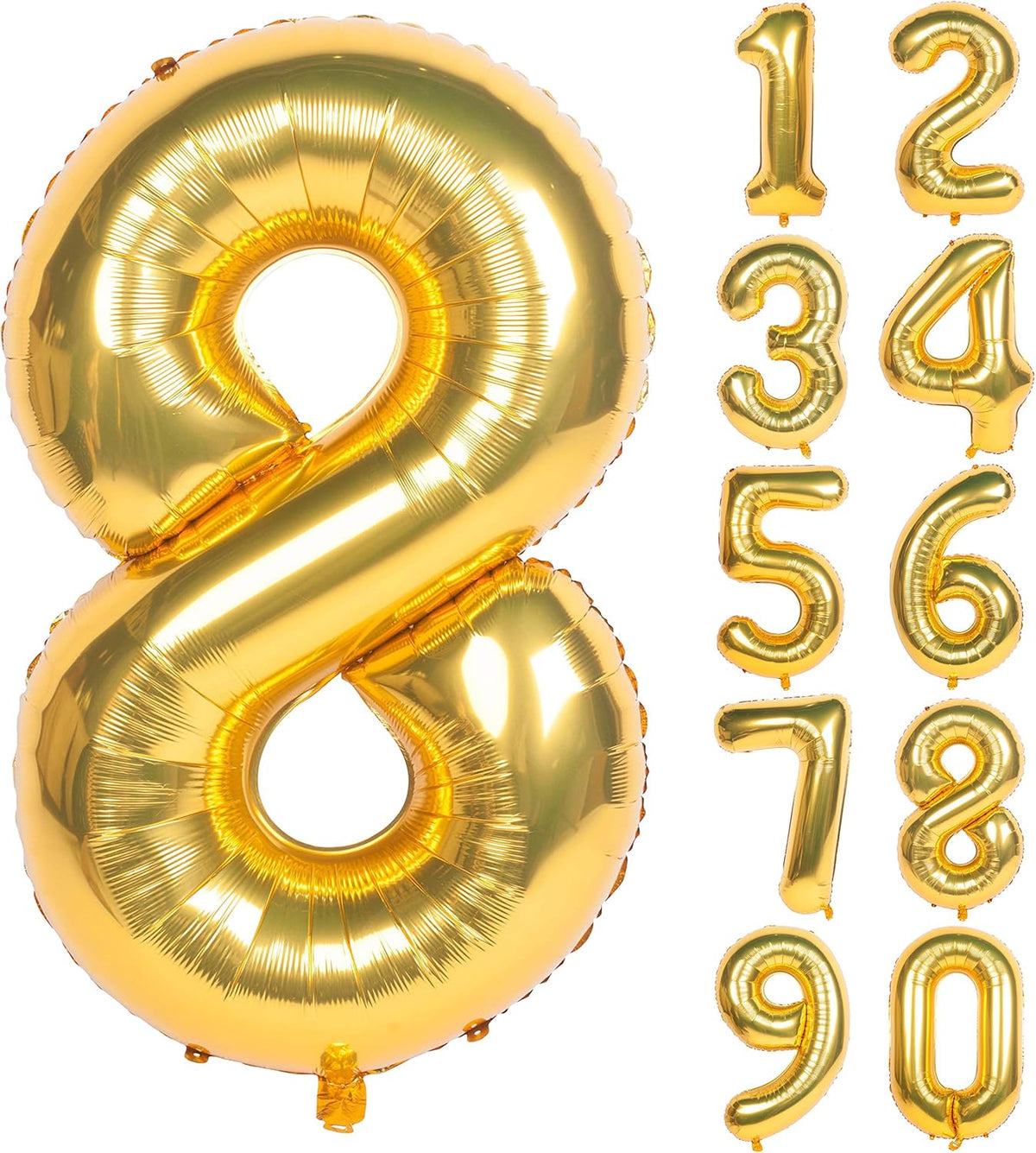 Gold Number Balloons in Helium Foil Mylar No.8