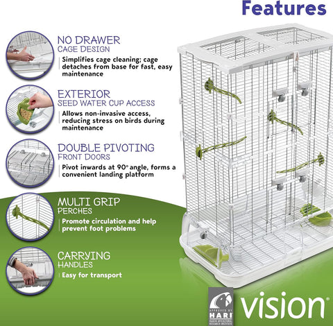 Vision M02 Wire Bird Cage, Bird Home For Parakeets, Finches And Canaries, Tall Medium