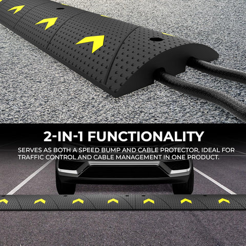 Olmecs Reflective Traffic Safety Speed Ramp with 2 Channel Cable Protector
