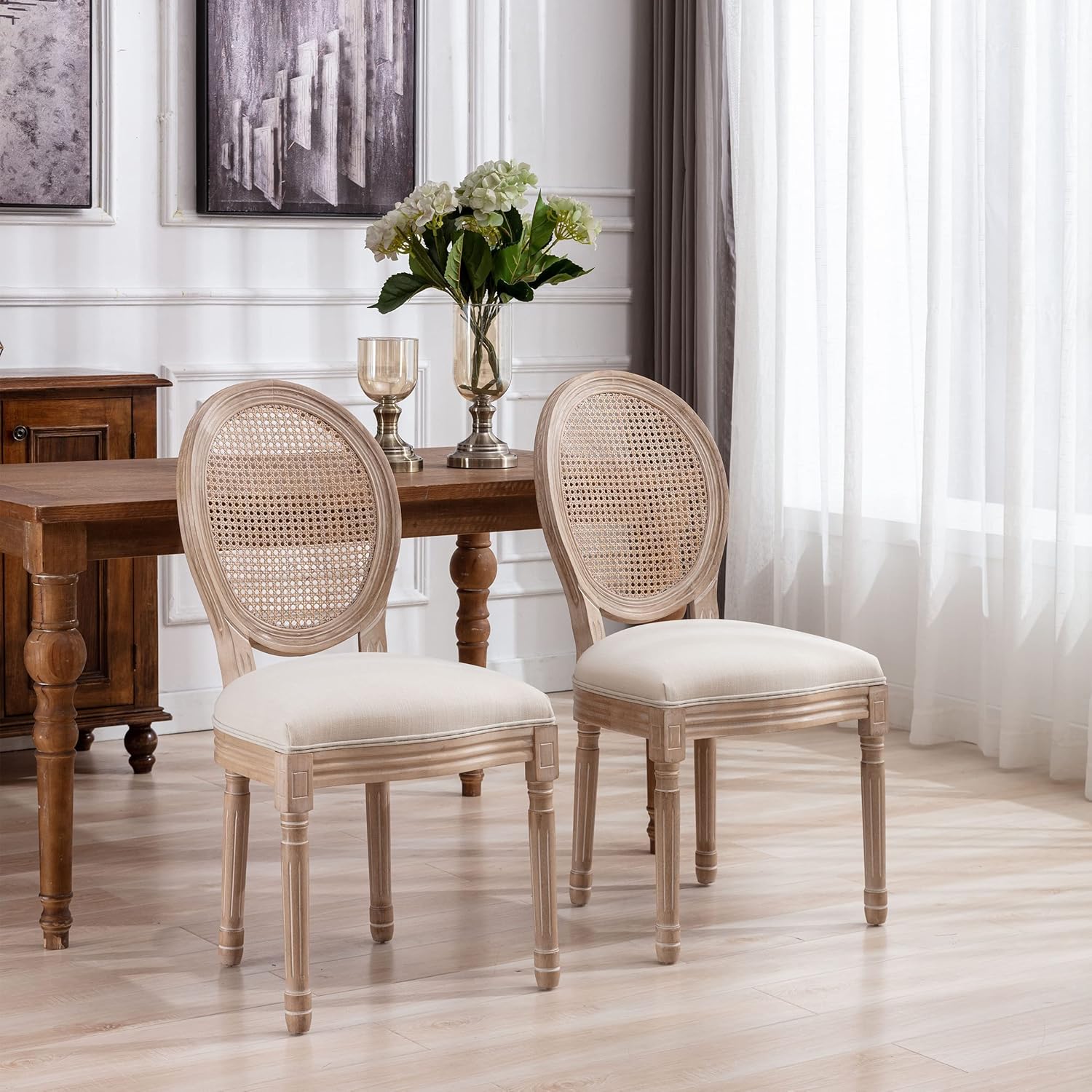 Olmecs Mordern Solid Wood Dining Chair for Kitchen (beige)