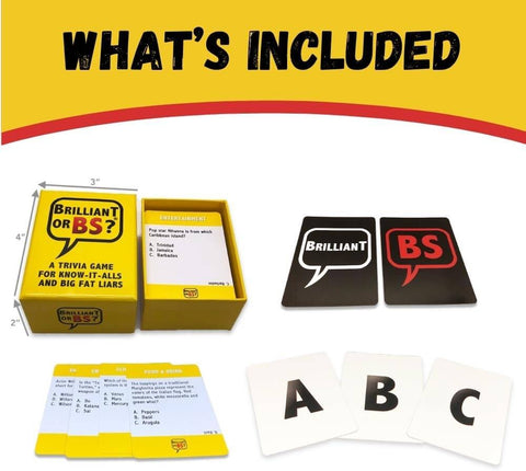 Brilliant or BS - A Trivia Party Game for Know-It-Alls and Big Fat Liars Hilarious Bluffing Game for 4-6 Players, Family-Friendly, Ages 14+