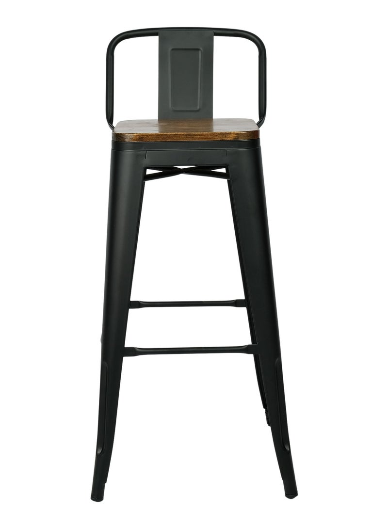 Olmecs Metal Bar Chair With Back Support High, Black Walnut Wood High Chair