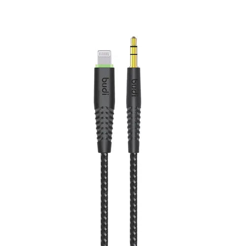 Budi 150LXA Lightning To AUX Cable Black