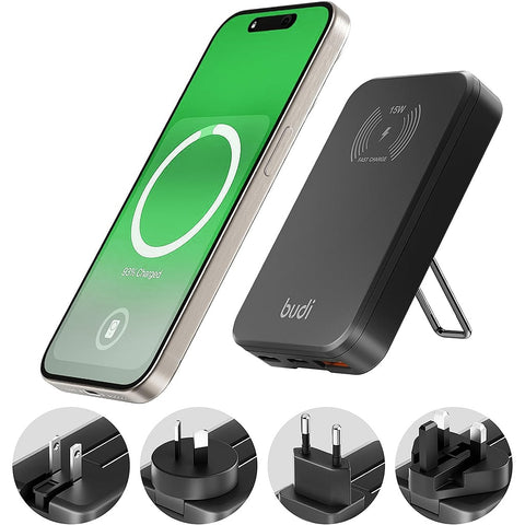 Budi 30W Dual USB-C PD and USB QC Magsafe Wireless Charger