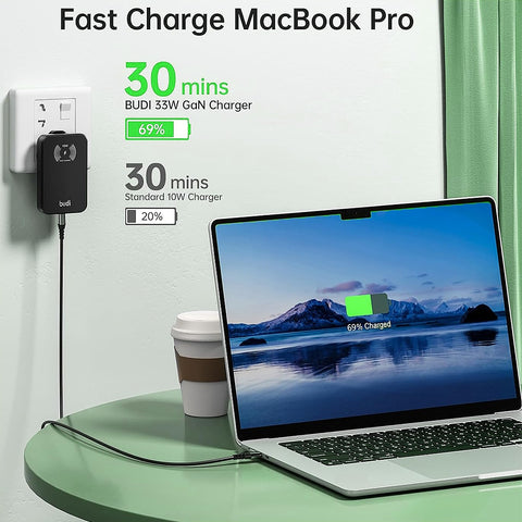 Budi 30W Dual USB-C PD and USB QC Magsafe Wireless Charger