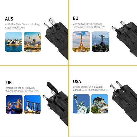 National Geographic Travel Slim Adapter Fast charging with up to 20W output - Black