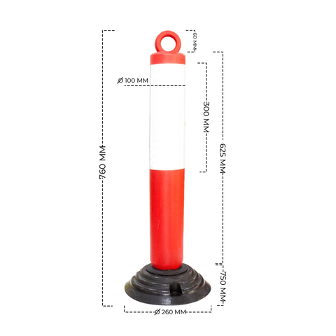 Olmecs Traffic Safety Plastic Delineator Post Red 76CM Flexible Warning Post (4Pc Pack)