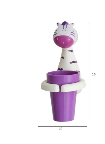 Little Angel -Kids Cute Animal Toothbrush & Cup Holder - Zebra