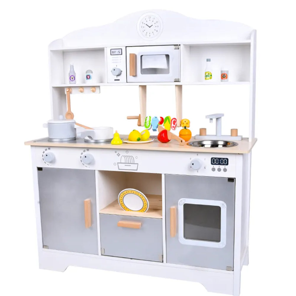 Little Angel Modern Children Big Furniture Cooking Kids Wooden Kitchen Play Set Toys