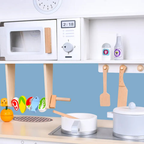 Little Angel Modern Children Big Furniture Cooking Kids Wooden Kitchen Play Set Toys