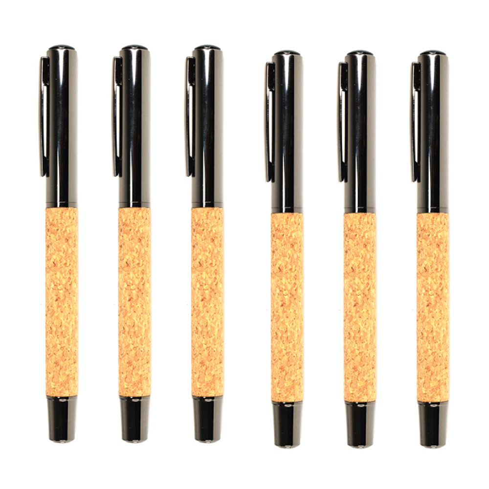 Olmecs AMP 69-2 Metal & Cork Pen for Corporate Gifting with Gift Box (6Pc Pack)