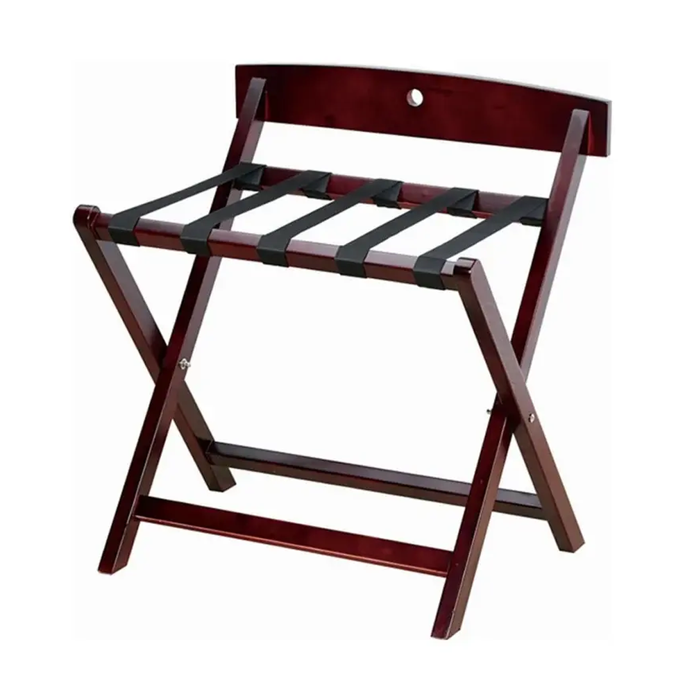 Olmecs Wooden Luggage Rack With Back Support - Brown