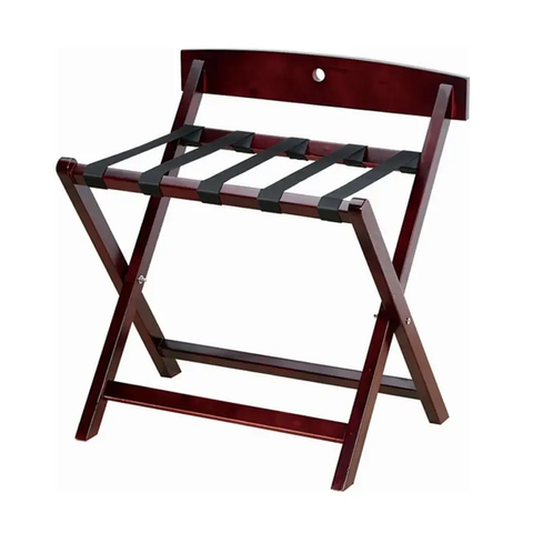 Olmecs Wooden Luggage Rack With Back Support - Brown