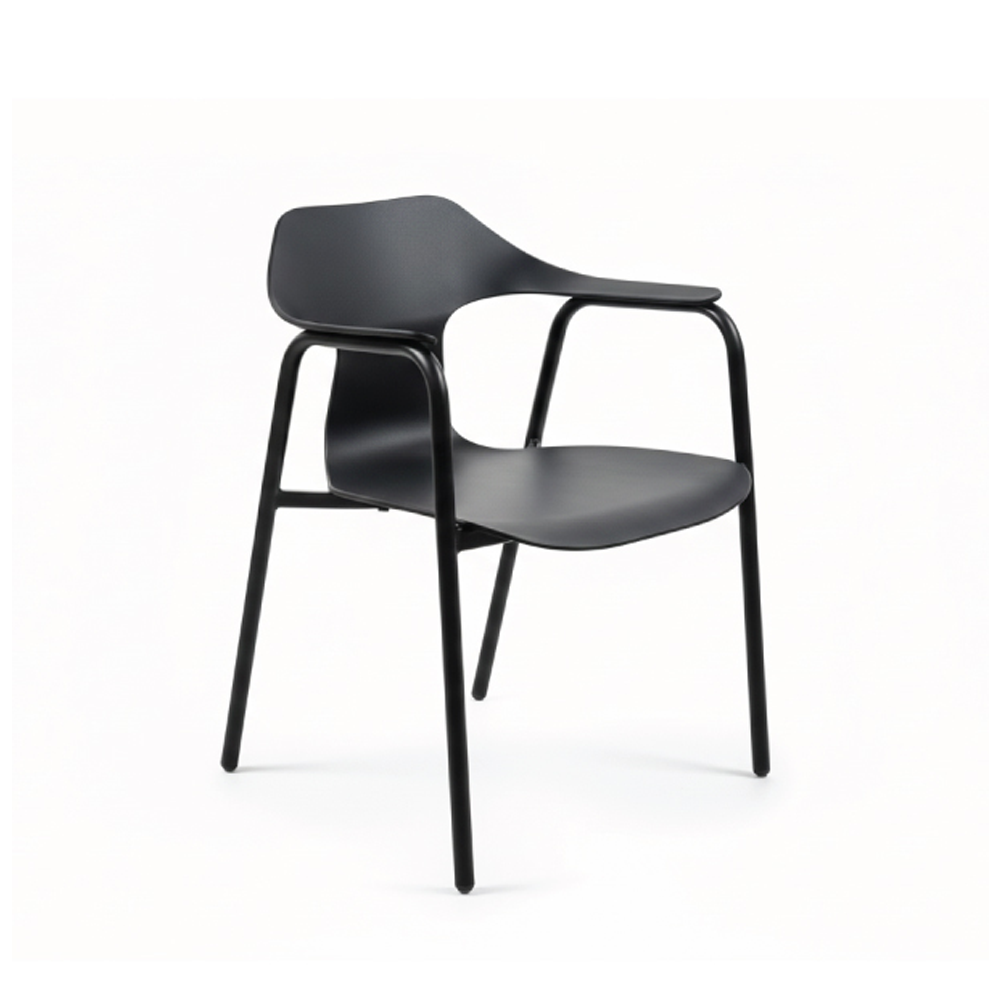 Olmecs Minimalist Polypropylene Black Chair with Metal Frame JP1575A