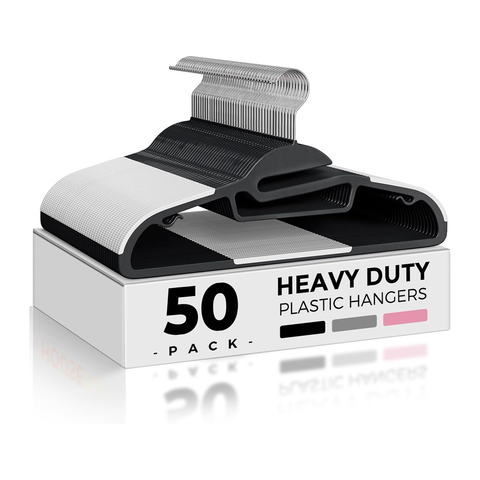 Willow Heavy Duty Plastic Hangers with Rubber Pads (50Pc Pack)
