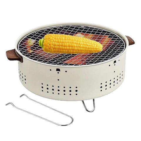 Olmecs Portable Mini Fire Pit Camping Round Heating Stove with Handle