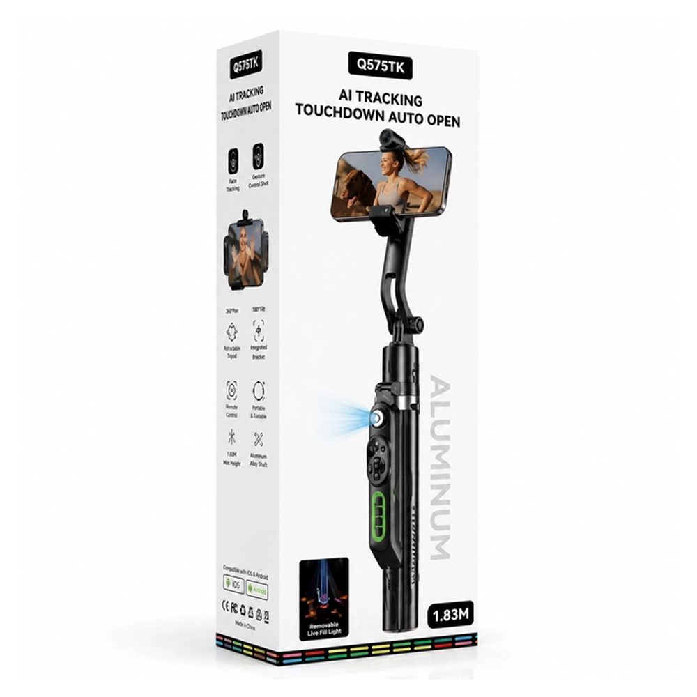 Auto Face Tracking Selfie Stick Tripod for Mobile with Light 360 Rotation That Follows Your Movement 63"