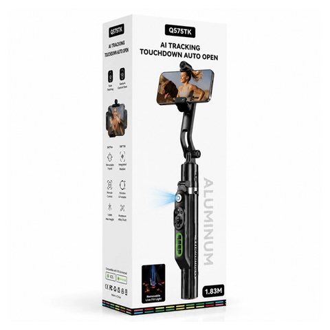 Auto Face Tracking Selfie Stick Tripod for Mobile with Light 360 Rotation That Follows Your Movement 63"