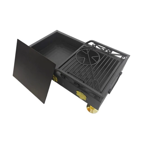 Olmecs Portable Camping BBQ Grill Fire Pit with Fire Hole Flower Design