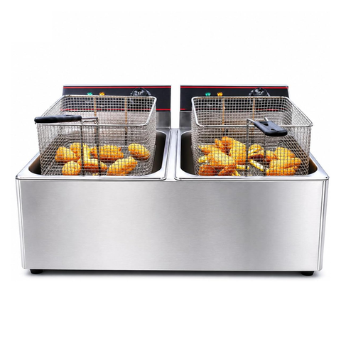 Olmecs Commercial Electrical Counter-Top Fryer – Stainless Steel Deep Fryer with Adjustable Temperature