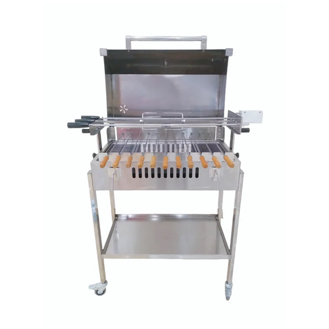 Olmecs Outdoor Charcoal BBQ Stove with Auto Rotating Grill Fork and Cover