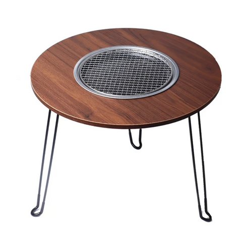 Olmecs Portable Folding Fire Pit Table with Cooking Pan Charcoal BBQ Grill Stove