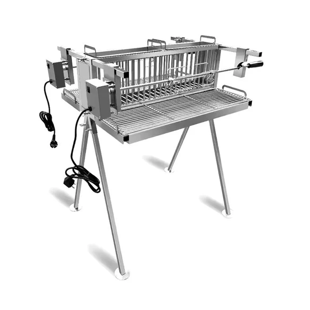 Olmecs Folding BBQ Grill Smokeless Stove Double Sides Grill with Rotisserie Kit