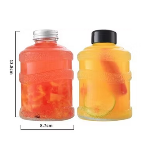 Mineral Water Barrel Shape Glass Water Bottle with Cap 500ml - Willow