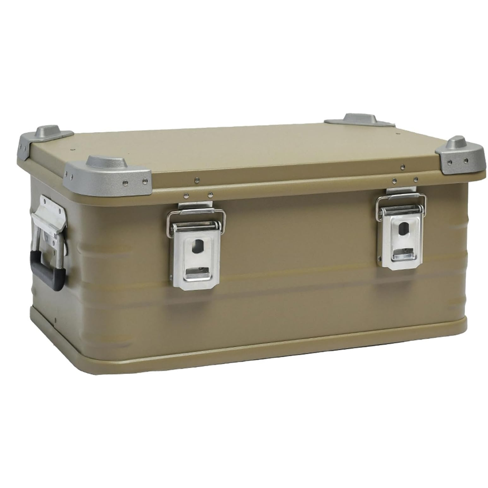 Aluminum and Magnesium Alloy Camping Storage Box, Cooking and Outdoor Gear Box, Fishing Gear Organizer (Khaki)