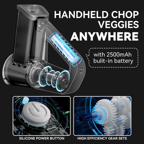 KEOUKE Electric Handheld Cordless Food Slicer/Grater/Shredder/Ice Shaver