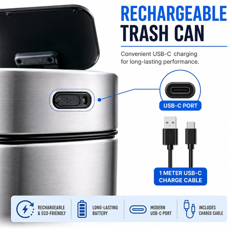 EKO Automatic Sensor Bin 6L/9L Kitchen Trash Can Garbage Can Stainless Steel Touch Free Trash Can with Lid