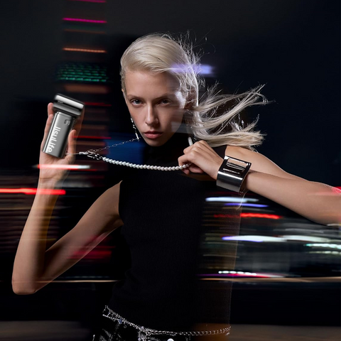 JISULIFE Handheld Fan Life9S - Sleek Chrome: Turbo Power, 22 Hours Cooling | LED Display, 5000mAh
