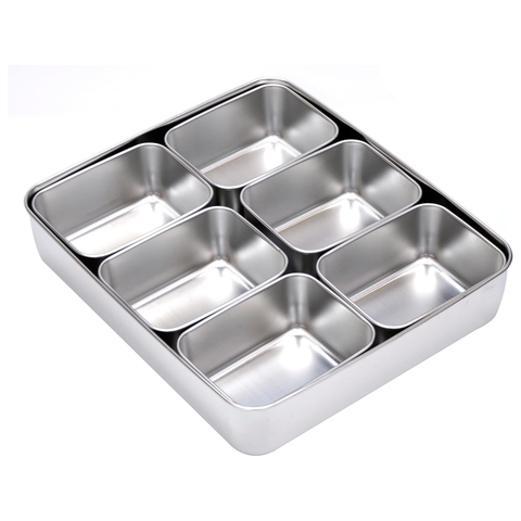 Olmecs Stainless Steel Seasoning Box with Lid and Holder Tray